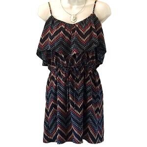 Chevron Flounce Juniors Mini Sundress Small
